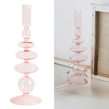 Clearance! Lssam Candle Holder Candlesticks HoldersGlass Candle Holder Artist Style Creative Vase Exquisite Desktop Ornament Vintage Colored Glass Candlestick Wedding Table Centerpieces Home Decor