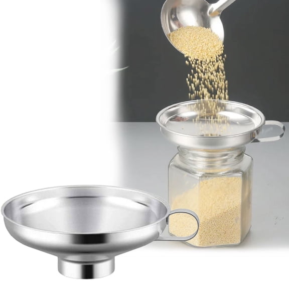 Clearance! Lssam Funnel Kitchen Funnel Stainless Canning Funnel Lightweight Wide Mouth Jar Funnel With Handle Suitable For Wide Mouth And Conventional Jar Food Grade Metal Jam Kitchen Tools