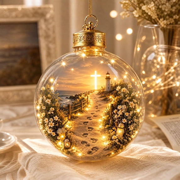 Clearance Luminous Religion Style Christmas Tree Decorations, Light up Christmas Ornaments, Glowing Christmas Story Ornament for Xmax Tree