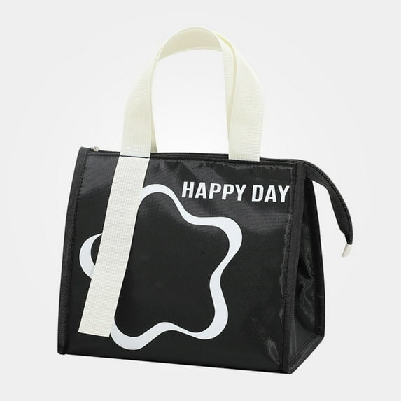 Lunch Bag Pu Thickened Insulated Lunch Bag Simple Solid Color Bag For Womens Workers And Picnics,Black Kitchen Lunch Bag