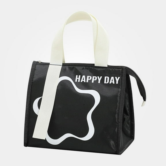 Lunch Bag Pu Thickened Insulated Lunch Bag Simple Solid Color Bag For Womens Workers And Picnics,Black Kitchen Lunch Bag