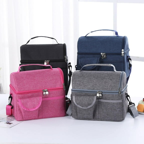 Clearance Lunch Bag under $6 Great Quality Multi Color Custom Size Handle 420D Polyester Nylon Double Compartment Cooler Bag For Lunch