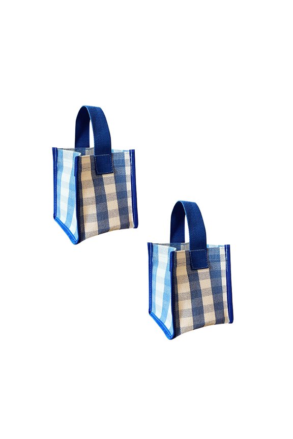 Clearance Lunch Bag under $7 Plaid Canvas Bag Mini Portable Small Square Bag Going Out Portable Storage Bag Fashion Simple Lunch Bag