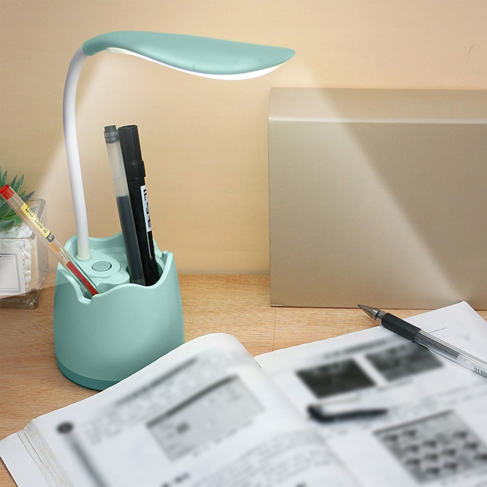 Clearance LutIedan Desk Lamp with Pen Holder Rechargeable Desk Light