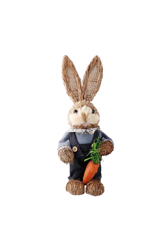 Clearance! MIARHB Carrot Standing Straw Rabbit with Carrot Simulation Easter Bunny Easter Straw Rabbit with Carrot Creative Straw Easter Bunny Doll for Photo Props Home Table Decor Ornament, 1PC: B