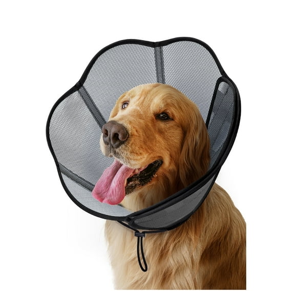 MIDOG Adjustable Polyresin Elizabethan Collar for Large Dogs, Gray, Dog Cone Alternative after Surgery, Large