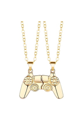 Magnetic Game Controller Necklace for Couple Matching Console Handle Pendant for Best Friends Friendship Valentine's Gifts Him and Her Lovers Jewelry