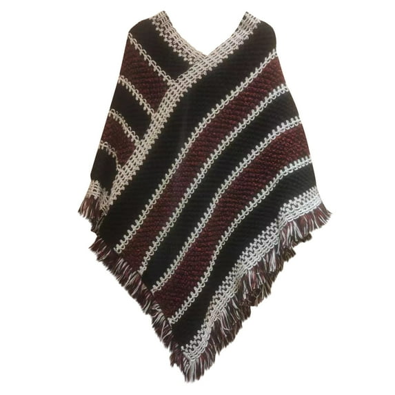 Clearance! ManxiVoo Scarf Women Casual Long Sleeve Shawl Wrap Ponchos Winter Warm V Neck Poncho Sweater Travel Asymmetric Hem Pullover One Size