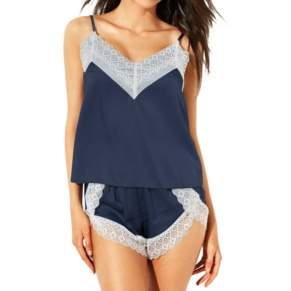 Clearance! Manxivoo Bathing Suits Swimwears Tankinis Set Ladies' Sleepwear Imitating Silk And Tempting Two Piece Set With Suspender Shorts Fashionable And Casual Home Clothes S-3XL