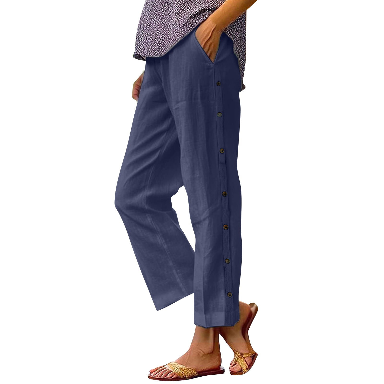 Plus Size Basics Solid Loose Long Pants