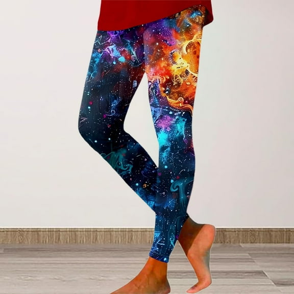 Clearance! Manxivoo Womens Activewear Yoga Pants Galaxy Costume Women Colorful Leggings Fancy Costume Glitter 3D Printing Costume For Women S-3XL