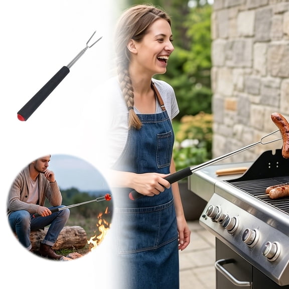 Clearance! Marshmallow Sticks for Fire Pit Smores Sticks for Fire Pit Stainless Steel Telescoping Barbecue fork for Grilling and Barbecue Extendable Stainless Steel Skewer for Outdoor Cooking