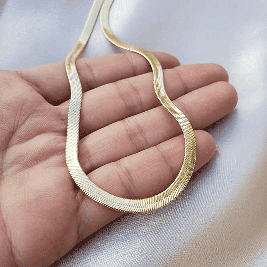 Clearance Masertor Gold Necklace for Women-14K Plated Snake Chain Necklace Dainty Simple Chunky Herringbone Necklace Gold Choker Necklaces Jewelry for Women 5mm 24in