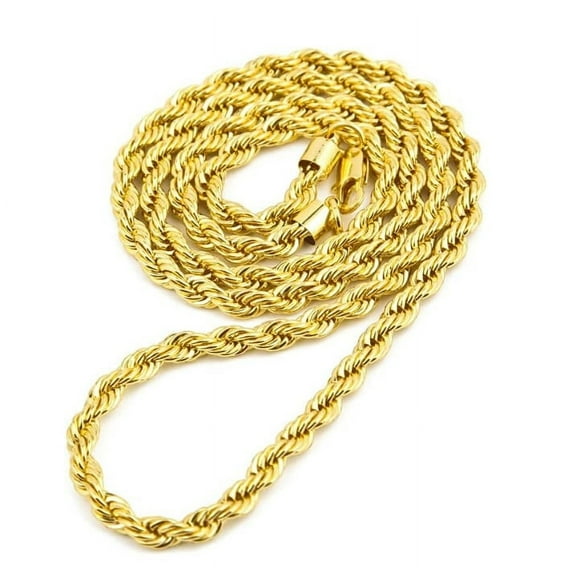 Clearance!Masertor Gold Plated Necklace 14K Gold Rope Chain 24" Unisex