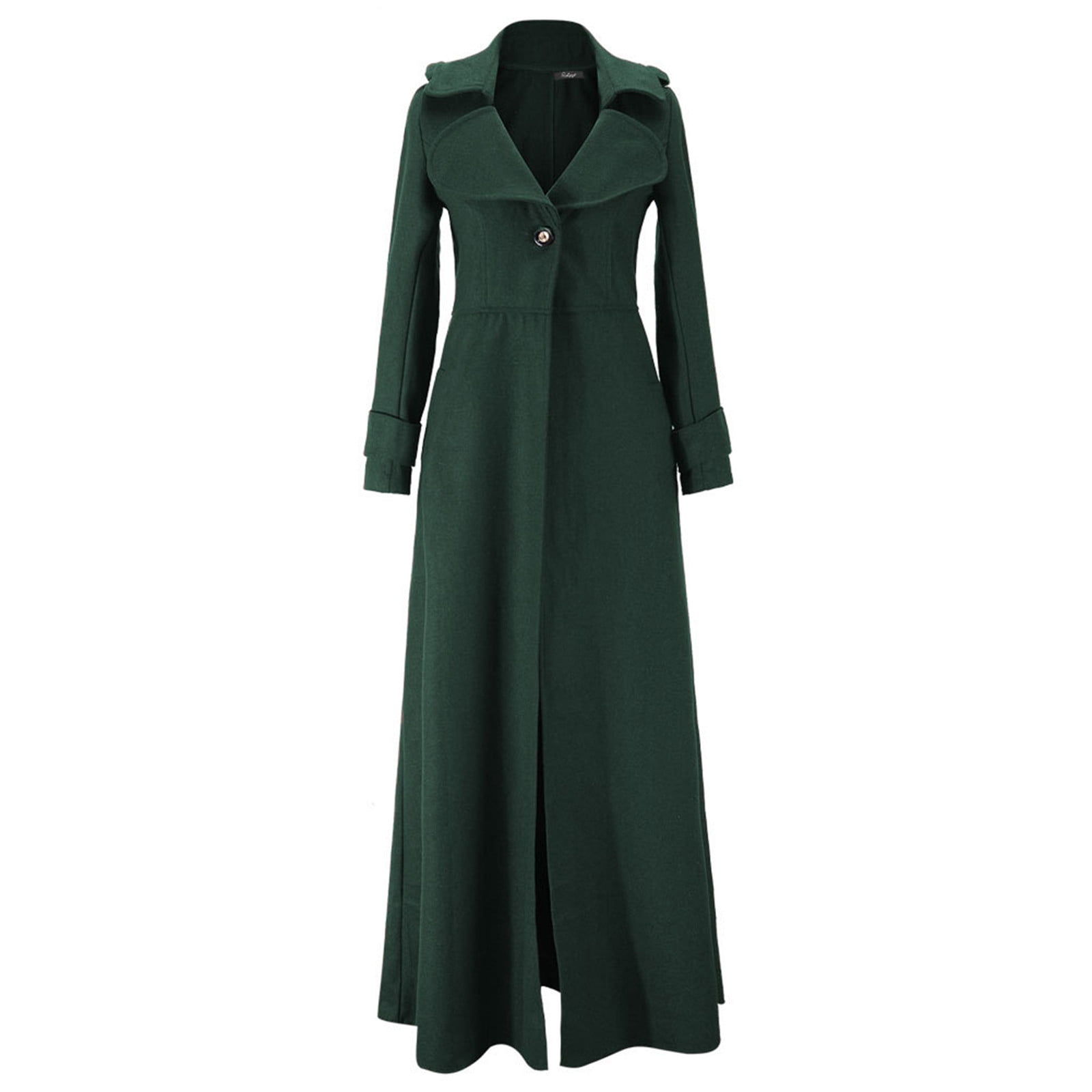  ebossy Women's Double Breasted Duster Trench Coat Slim Full  Length Maxi Long Overcoat (X-Small, Army Green) : Clothing, Shoes & Jewelry