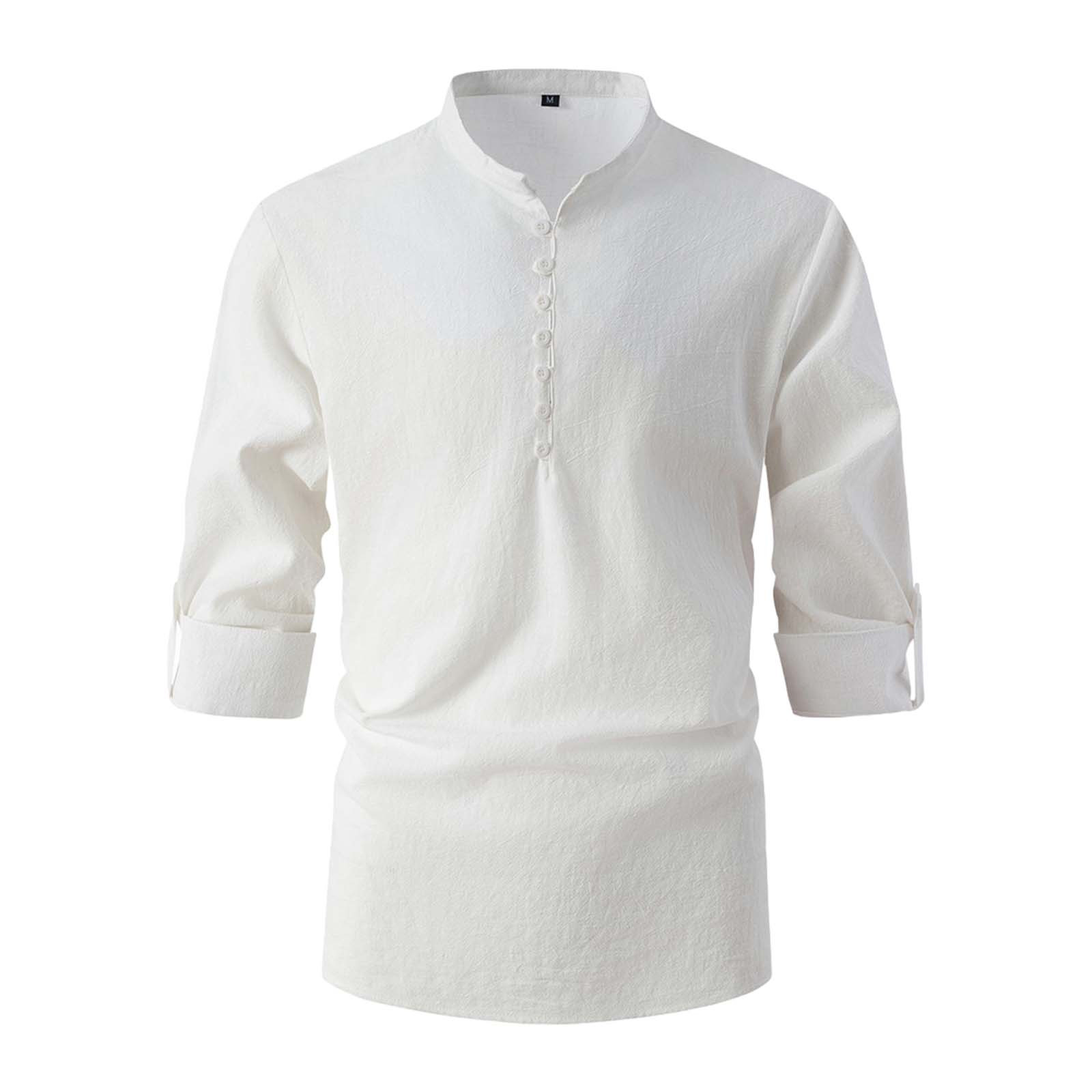 Clearance! Men'S Fashion Personality Stand Up Collar Cotton Linen