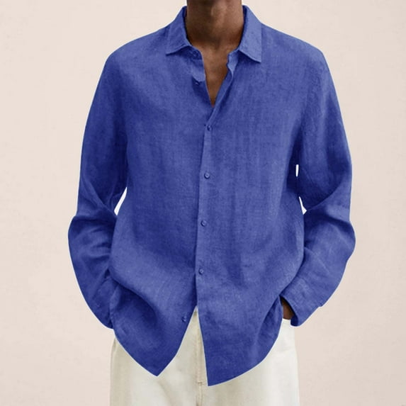 Men Shirts Casual Halloween Shirts for Men Male Summer Cotton Solid Casual Plus Size Loose Shirt Mens Turn Down Collar Long Sleeve Shirt Long Sleeve Shirts for Men