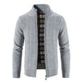 thumbnail image 1 of Clearance Men's Cardigan Sweater Stand Collar Soild Color Button Down Knitted Sweaters with Pockets Classic Cardigan Coat, 1 of 7