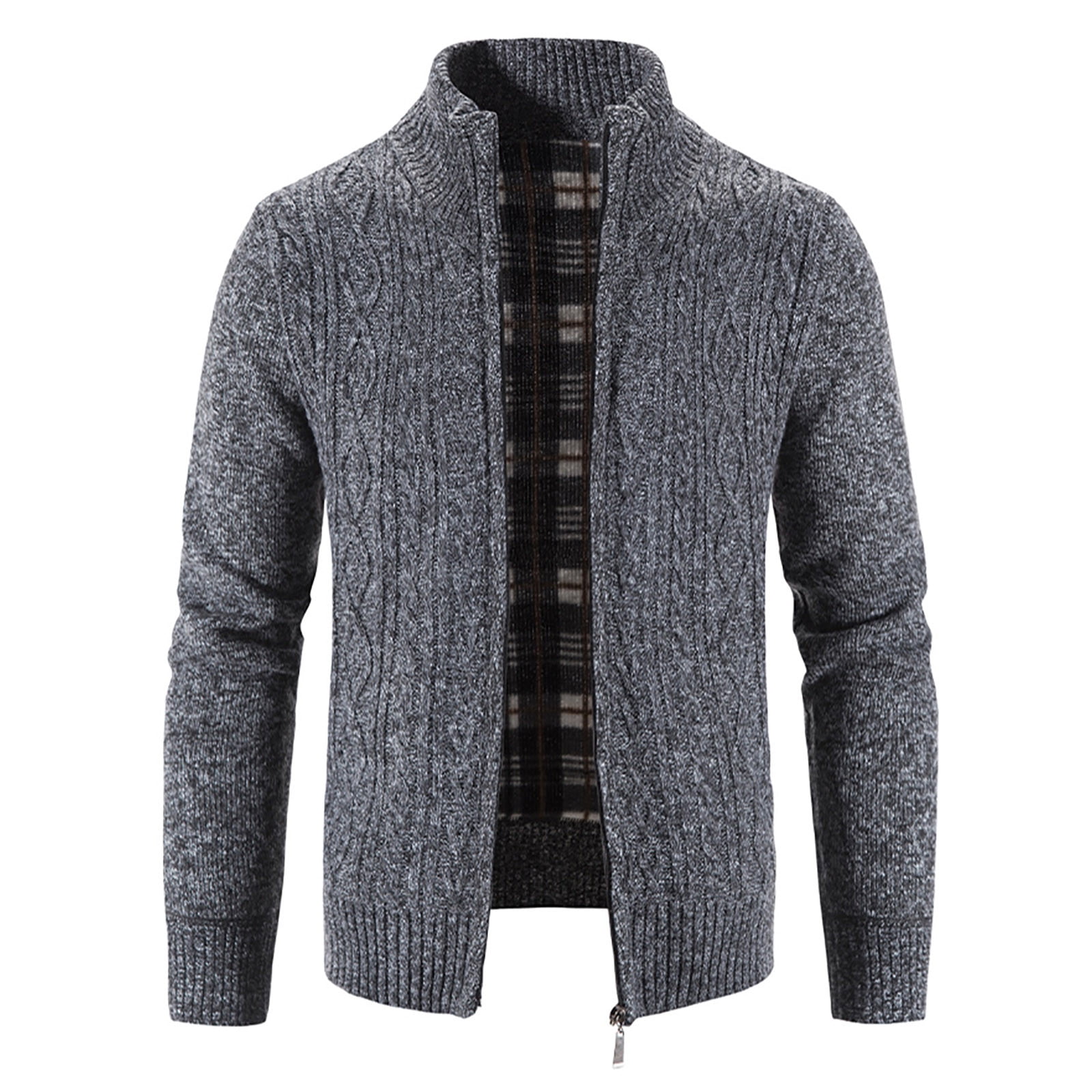Men's Cardigan Sweater Stand Collar Soild Color Button Down Knitted ...