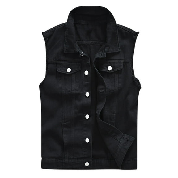 2025 Men's Dress Shirts,Men's New Fashion Denim Vest Casual Cowboy Jacket In Shoulder Blouse