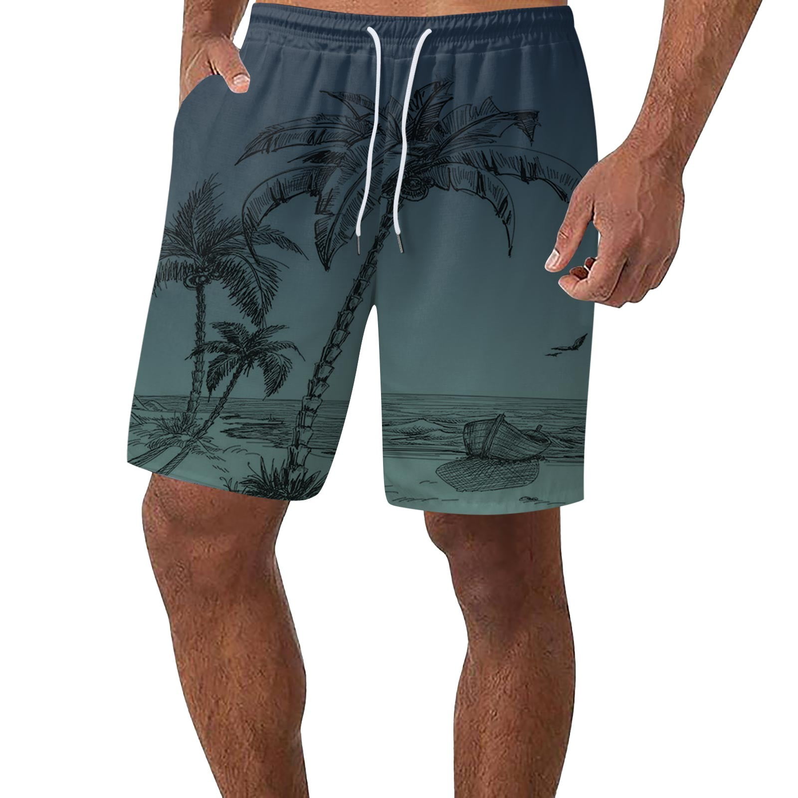 Clearance Men's Gym Shorts 5 Inch Inseam Solid Color Drawstring Elastic