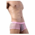 thumbnail image 1 of Clearance Men's Low-rise Nightwear Underwear Man Transparent Mesh Boxers Briefs Short Pink 10(XL), 1 of 1