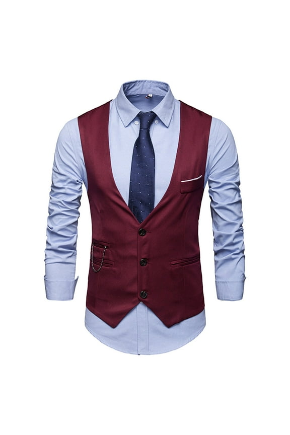 2025 Men's Outerwear Vests,Summer New Men's Solid Suit Vest British Slim Fit Large Sweetheart Formal Vest
