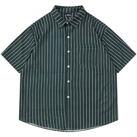 Clearance Men's Shirt, Xunlbb Retro Vertical Striped Short Sleeved Shirt Loose And Versatile Casual Short Sleeved Collar Top/shirt