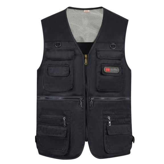 2025 Men's Tank Tops,Men's Casual Outdoor Work Fishing Travel Photo Cargo Vest Jacket Multi Pockets