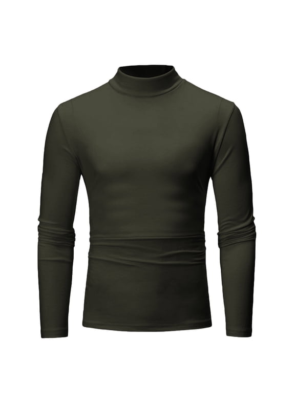 Clearance Men's Thermal Compression Shirts Long Sleeve Mock Neck Shirt Winter Sports Running Lightweight Base Layer