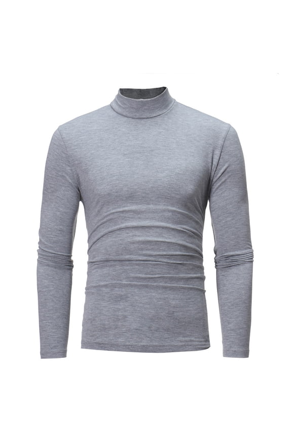 Clearance Men's Casual Fit Basic Layer Tops Elastic Mock Neck Compression Pullover Shirt Long Sleeve Slim Solid Shirts