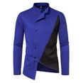 thumbnail image 1 of Men's Trendy Colorblock Shirts Henley Neck Asymmetric Button Up Long Sleeve Casual Slim Blouses 2025 Fall Trendy Tops, 1 of 5