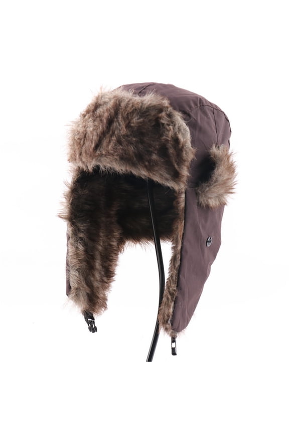 Clearance! Mens Bomber Hats Cap Men's Waterproof Thunderhead Windproof Ski Cap Cold Ear Cap Baseball Caps Winter Hats for Women Brown One Size
