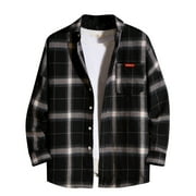 APEXFWDT Clearance Mens Flannel Shirt Long Sleeve Plaid Shirt Casual Button Down Regular Fit Soft Outdoor Shirt for Men