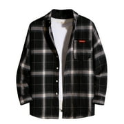 Clearance Mens Flannel Shirt Long Sleeve Plaid Shirt Casual Button Down Regular Fit Soft Outdoor Shirt for Men