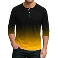 thumbnail image 1 of Mens Gradient Henley Shirts 3/4 Sleeve Crew Neck Casual Pullover Baseball Raglan Tops Fashion Button T-Shirts, 1 of 4