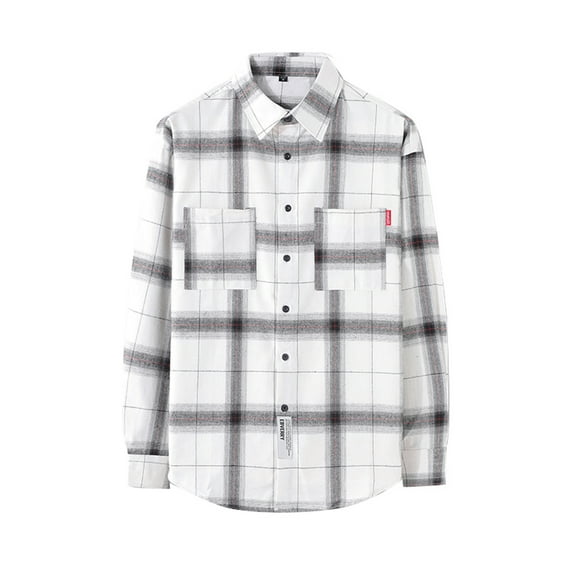 Clearance Mens Plaid Shirt Long Sleeve Button Down Fall Shacket Jacket Coats Soft Casual Turndown Collar Jacket Coat