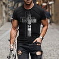 thumbnail image 1 of Mens Plus Size Tshirts Round Neck Short Sleeve Jesus Cross 3D Printing Funny Casual Graphic Tees Tops Christian Religious Bible Loose T-Shirts, 1 of 4