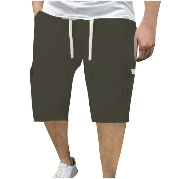 Clearance Mens Shorts, Man Fashion Leisure Solid Color Multiple Pockets Draw Rope Five Quarter Pants