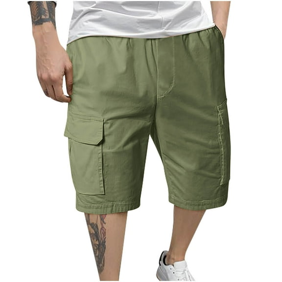 Clearance Mens Shorts, Men Light Clothes Casual Solid Pocket Elastic Waist Straight Half Shorts Pants Sport Pants
