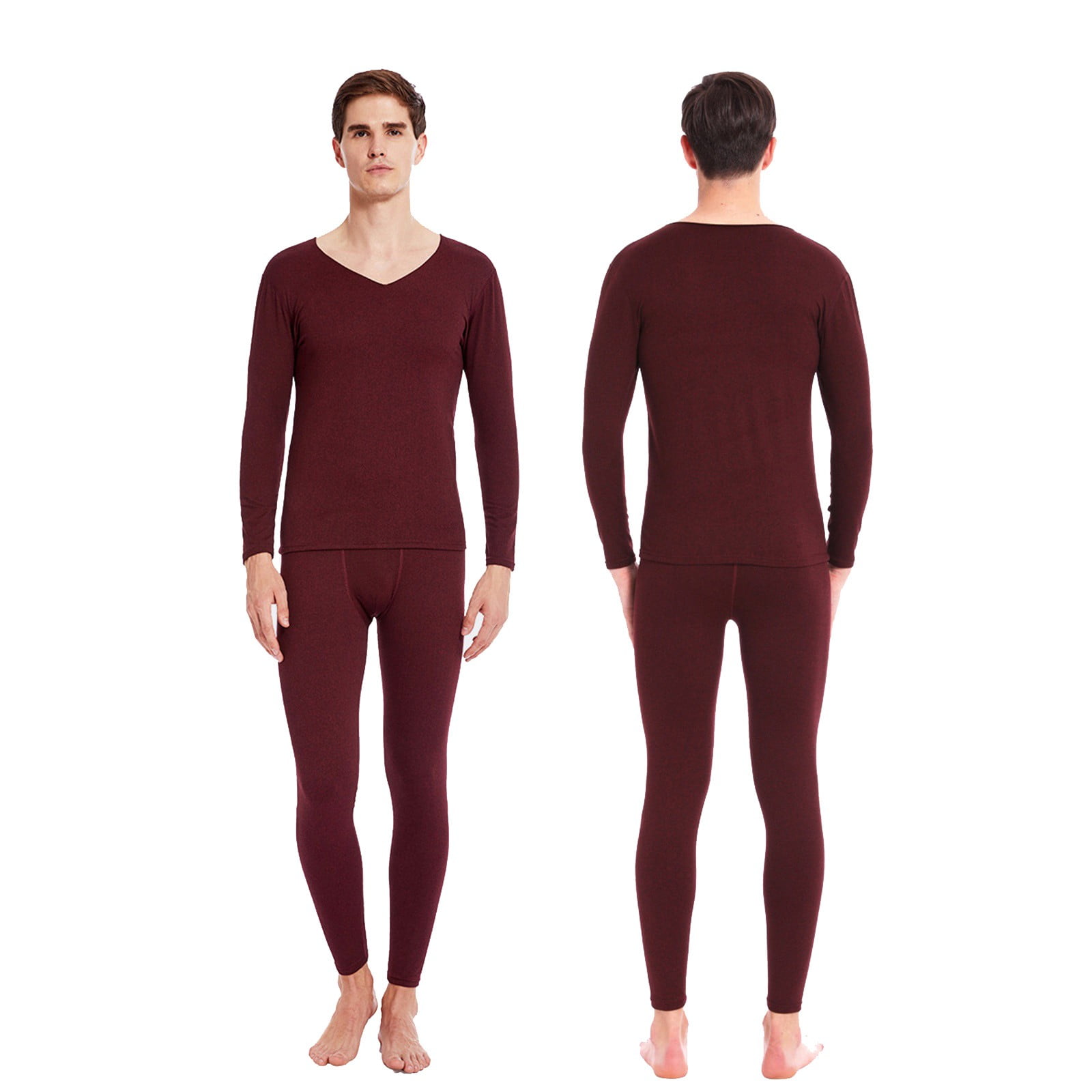 Clearance Mens Thermal Underwear Set Fleece Lined Johns Base Layer Long Sleeve Thermal Shirts