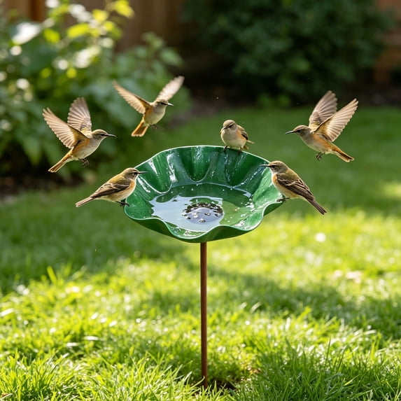 Clearance Metal Bird Bath for Outside, Garden Freestanding Birdbath & Birdfeeder, Bee Water Feeder with Flower Design, Bird Baths Feeder for Outdoors Garden Patio Yard Lawn Decor