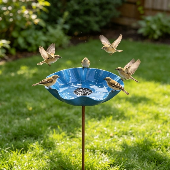 Clearance Metal Bird Bath for Outside, Garden Freestanding Birdbath & Birdfeeder, Bee Water Feeder with Flower Design, Bird Baths Feeder for Outdoors Garden Patio Yard Lawn Decor