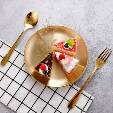 Clearance!!Metal Storage Tray Round Stainless Steel Tray Snack Fruit Cosmetics Jewelry Storage Organizer European Style Dinner Plates Gold Dining Plate