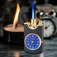 thumbnail image 1 of Metal Windproof Lighter with Real Clock Dial Blue Flame USB Rechargeable Outdoor Camping Survival Gear Men’s Luxury Gift, 1 of 6