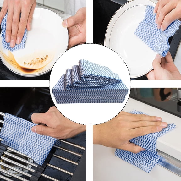 Clearance! Microfiber Towels 60Pcs Disposable Dish Cloth Reusable Cleaning Cloth Disposable Heavy Duty Dish Towels Dish Cloth Reusable Kitchen J Clothes 60 Count Blue Absorbent Fast Dry