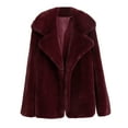 thumbnail image 1 of Mifelio Womens Winter Coats Women Plush Coat Winter Thicken Warm Solid Overcoat Outercoat Fashion Cardigan Coats for Women Wine XXXL, 1 of 6