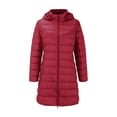 thumbnail image 1 of Clearance! Mifelio Puffer Jacket Womens, Women's Solid Color Hooded Cap Removable Slim Fit Zipper Mid Length Down Jacket, Jackets for Women Red3 XXXL, 1 of 3