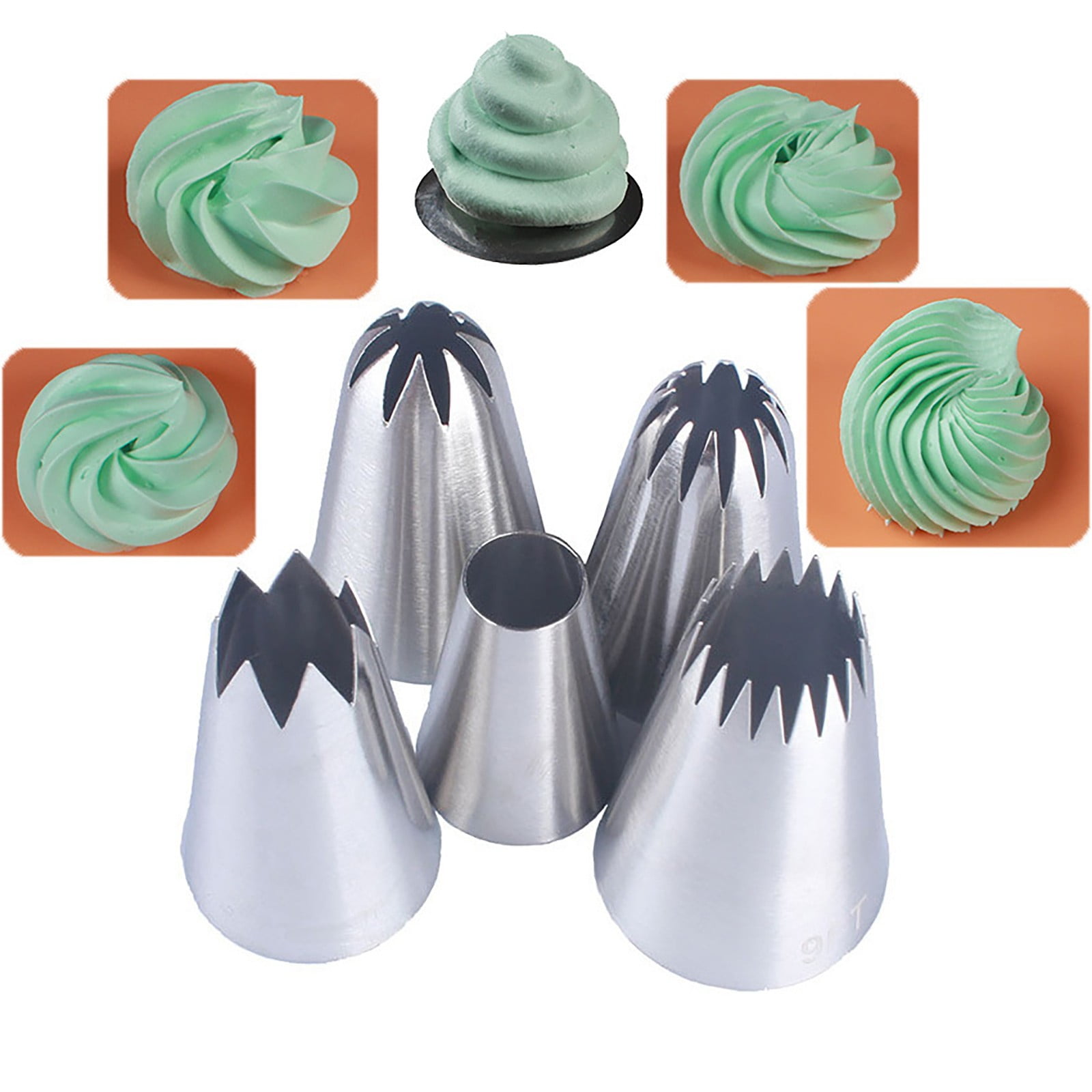 Clearance！Mikease Pastry Nozzle 5 Piece Large P^Astry Nozzles, Icing Nozzles For P^Astry Bag, Pa^Stry And Cupcake Decorating Piping Tips Piping Tips Piping Bags And Tips Set