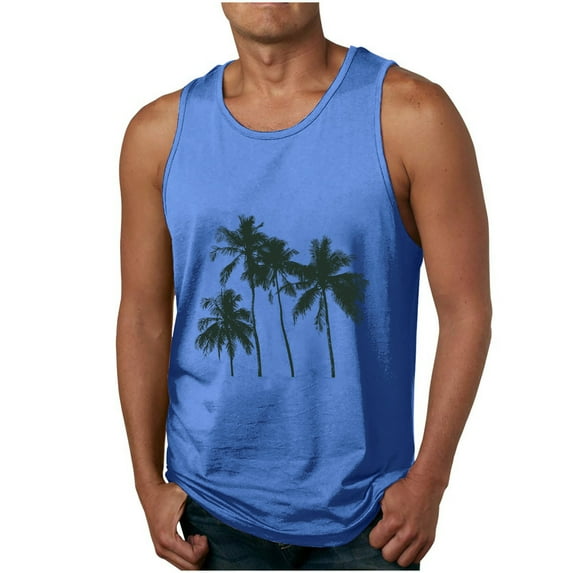 Mingw Men 2XL Pastel Sleeveless Graphic Shirts Summer Beach Vacation Tees Muscle Gym Tank Top